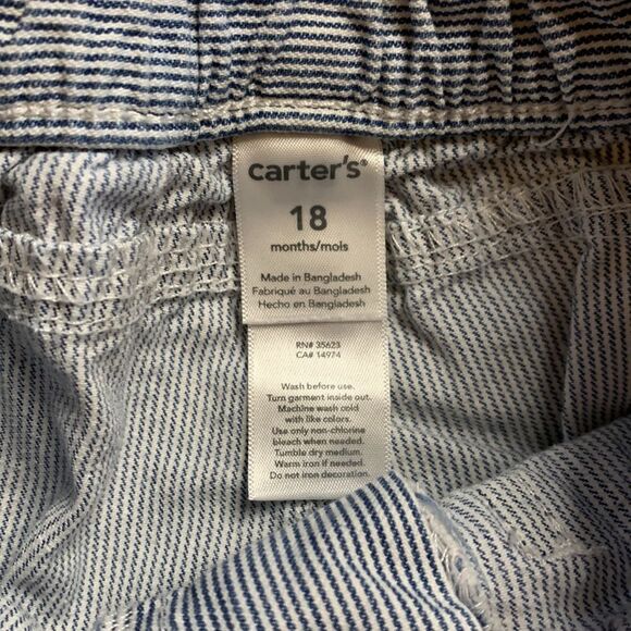 Carters pants 18 months blue cotton pinstripe pants unisex spring coastal - Picture 3 of 4